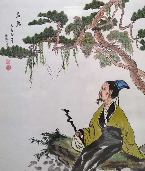 胡德康作品8《屈原》70×86cm 画于2019年